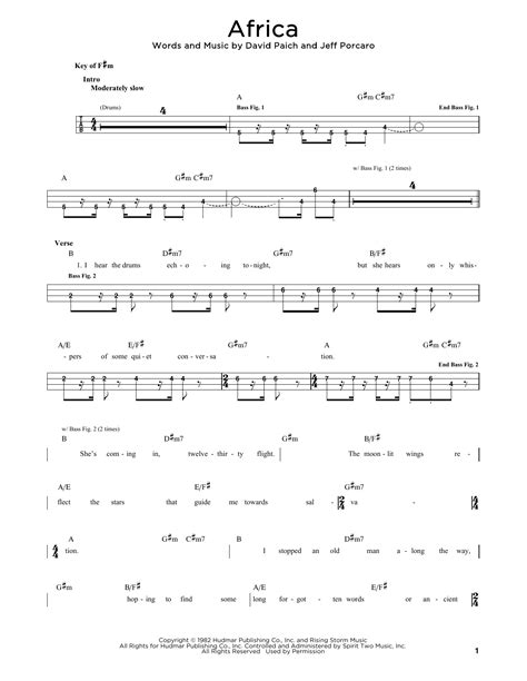 toto africa bass tab
